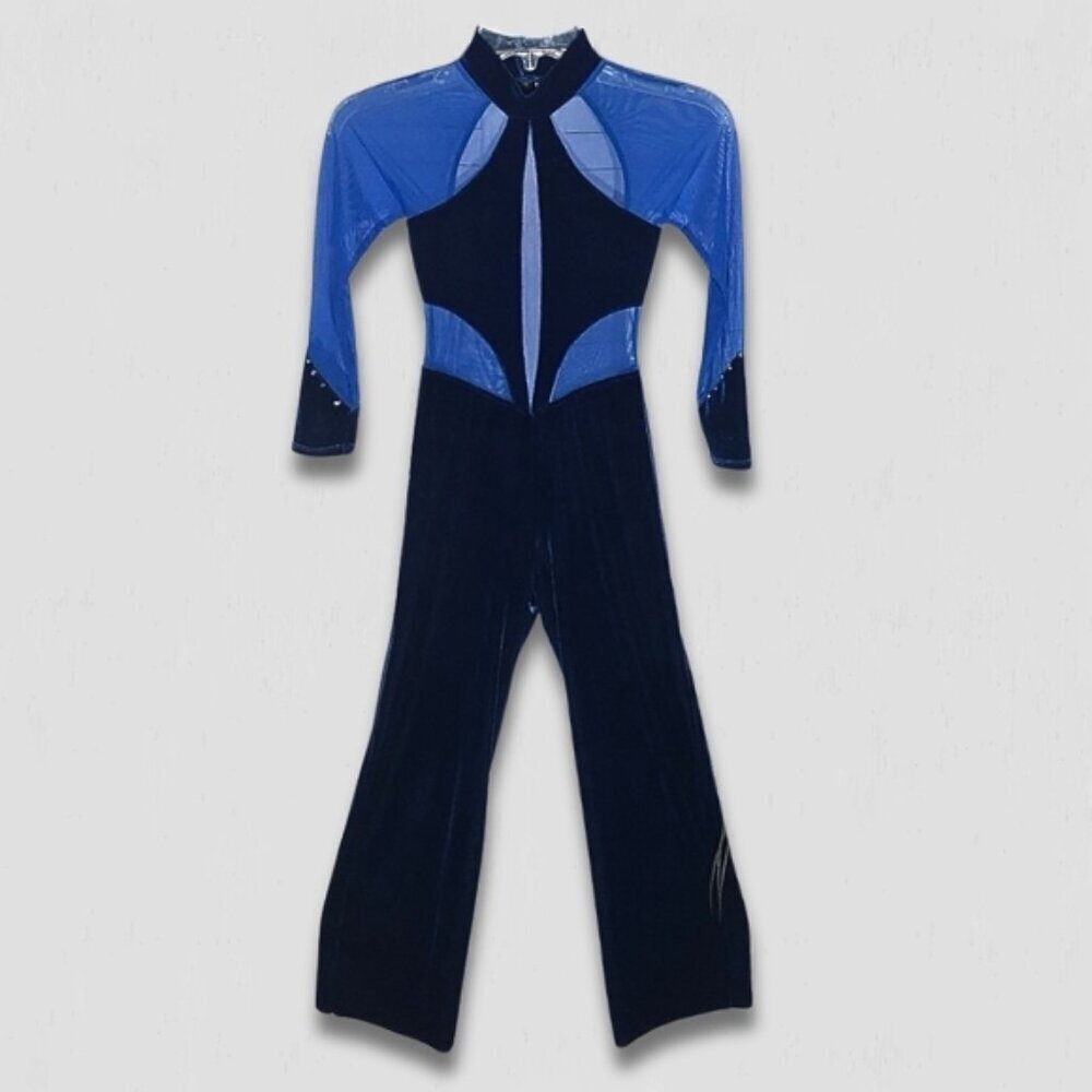 Vintage 90s dancer costume jumpsuit velvet sheer mesh balletcore punk goth alt